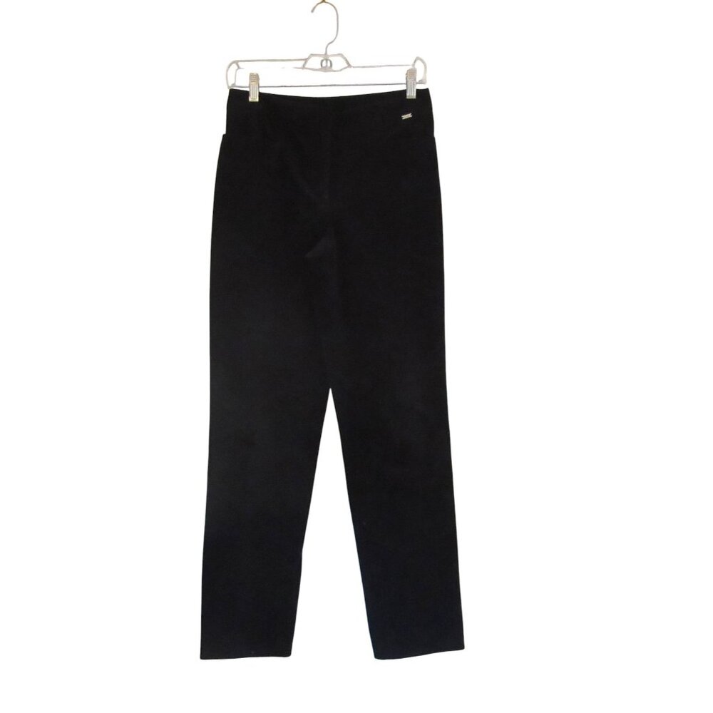 St John Black Corduroy Straight High Rise Pants Size 2, Inseam 29"